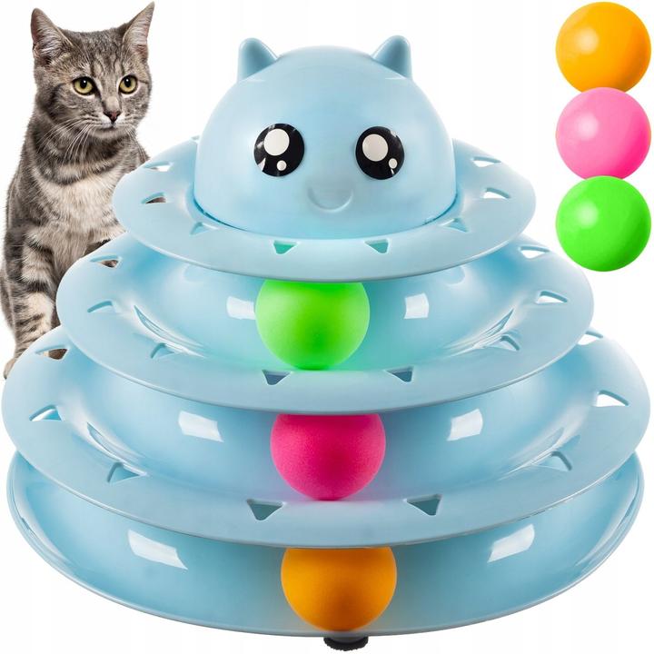 Productafbeelding Purlov Kattenspeelgoed - Toren met ballen 21837 (Speelgoed met kattenkruid)