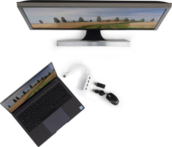 Actual product image Hama USB-A hub, 4 ports, USB 2.0, 480 Mbit/s, white (USB-A, 4 Ports)