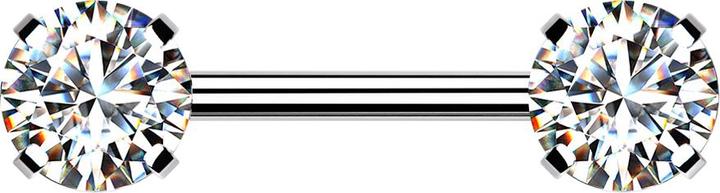 Star Piercing Threadless Barbell silber front mit Kristall silber gefasst (Chirurgenstahl 316L)