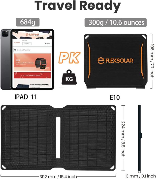 Image du produit FlexSolar Solarpanel-Ladegeraet (10 W, 0.30 kg)