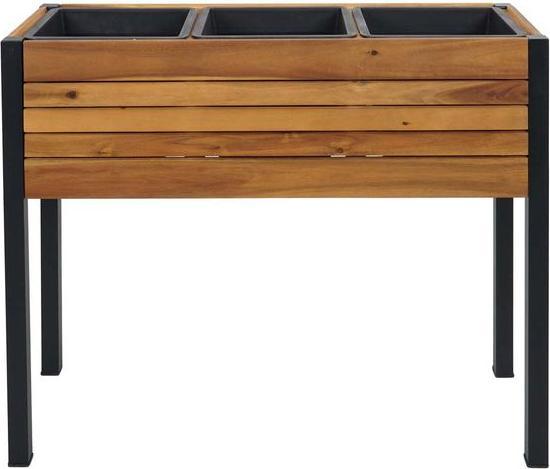 Produktbild Mendler Pflanzkasten HWC-L22, 75x81x30cm Outdoor Alu Akazie, braun