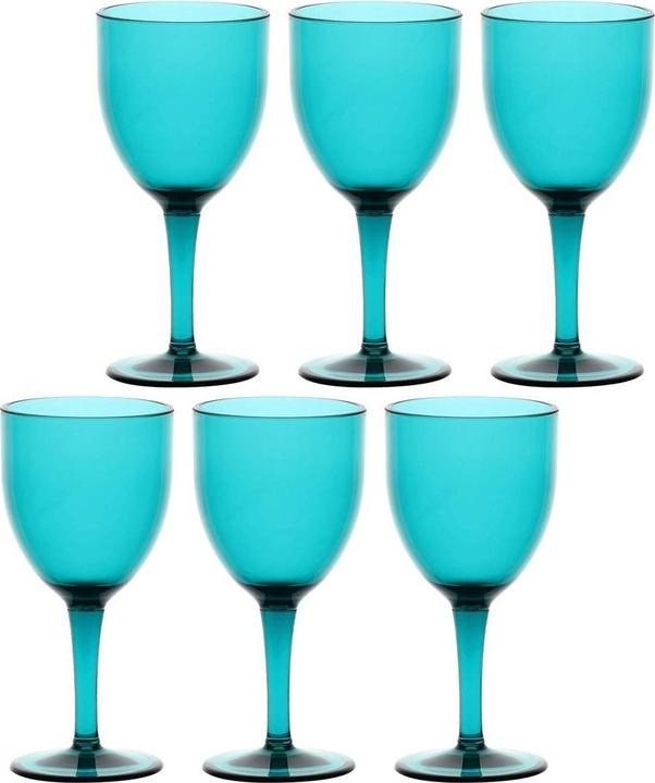 Rose Tulipani ROSE&TULIPANI FIABA Set of 6 Acrylic Wine Glasses 400 ml Turquoise (40 cl, 6 Glasses, Wine glasses set)