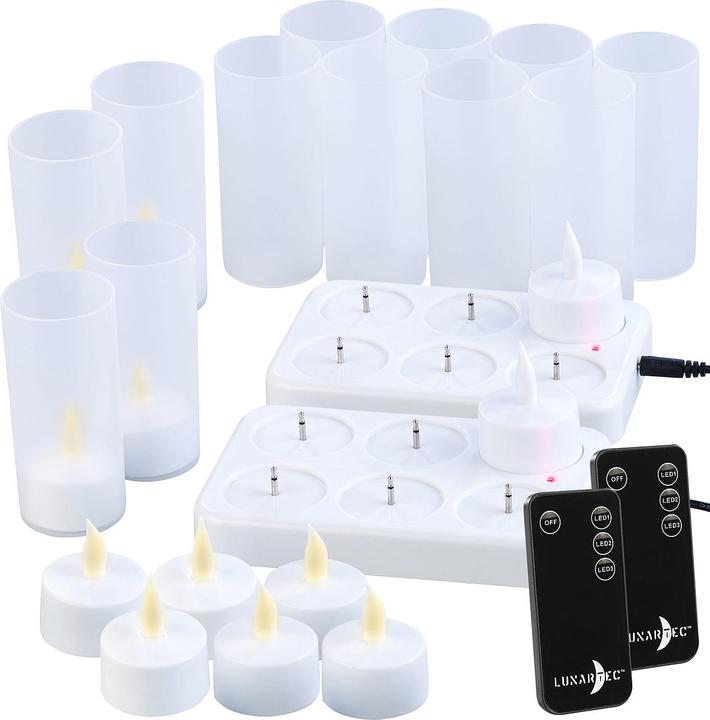 Produktbild Lunartec Akku-LED-Teelichter mit Ladestation (12 x)