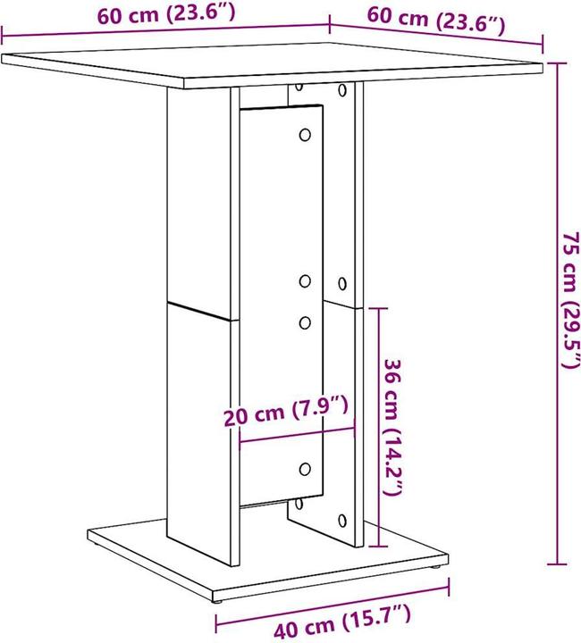 Produktbild VidaXL Bistrotisch (60 x 60 x 75 cm)