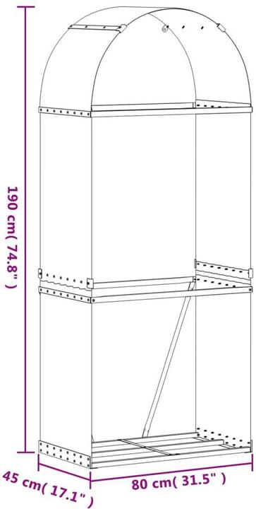 Actual product image VidaXL Kaminunterstand (80 x 45 x 190 cm)