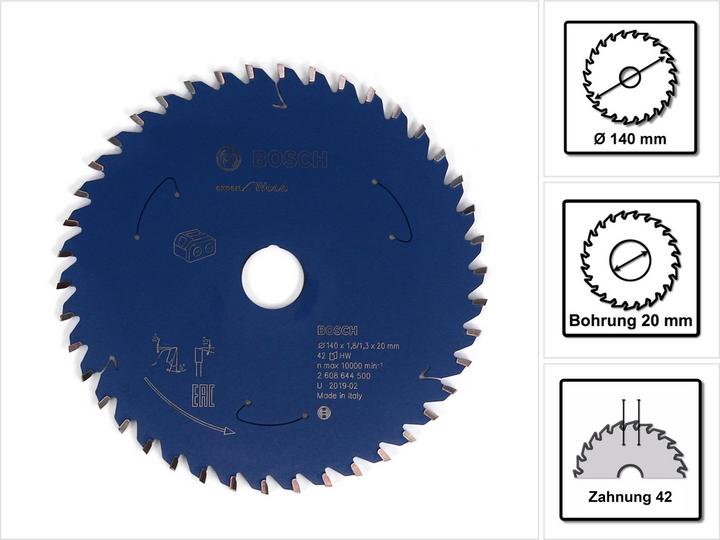 Produktbild Bosch Professional Zubehör Akku-Kreissägeblatt Expert for Wood, 140 x 1,8/1,3 x 20, 42 Zähne