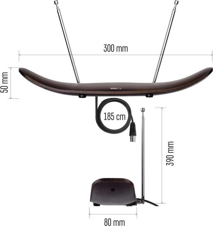 Produktbild Emos Zimmerantenne CITY WOOD-C500, DVB-T2, DAB, FM, LTE/4G/5G Filter (Zimmerantenne, DVB-T / -T2, DAB/ DAB+, LTE)