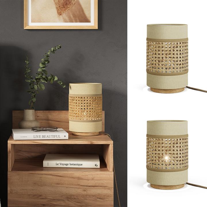 Produktbild Vicco Tischlampe Morten, Rattan/Creme, 17.5 x 26.5 cm (E27)