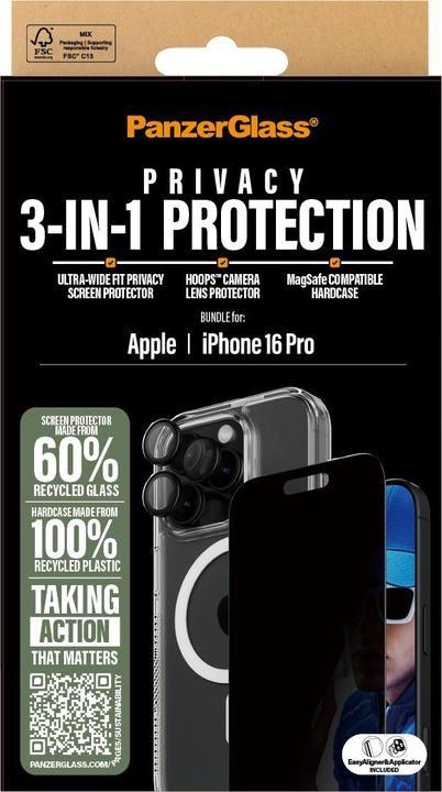Productafbeelding PanzerGlass Privacy (1 Stuk, Apple iPhone 16 Pro)
