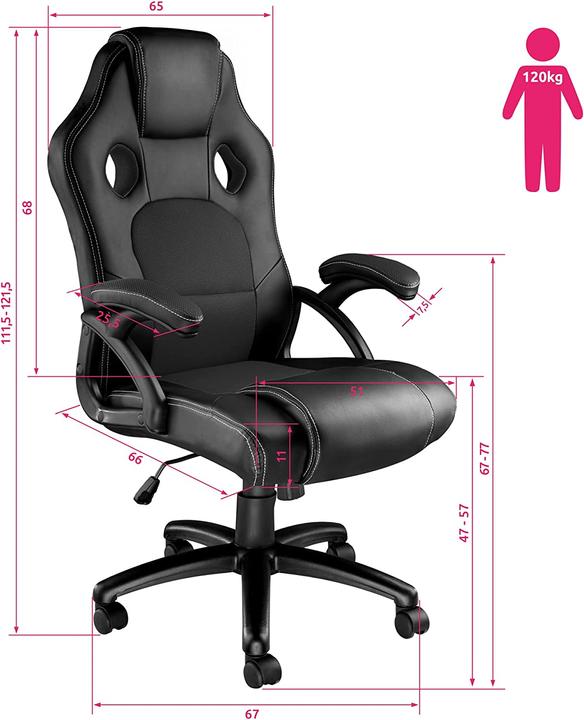 Actual product image tectake Sports Seat Executive Chair, Black-Black