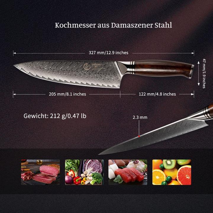 Produktbild Yarenh Chefmesser mit Holzscheide (20.50 cm)