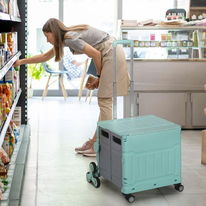 Produktbild Swisshandel24 Einkaufstrolley klappbar, verstellbarer Teleskop-Griff, Deckel, bis 80kg, Grün