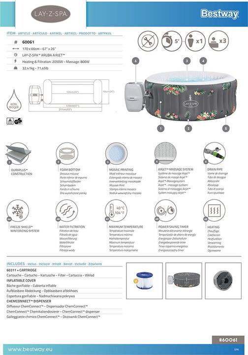Produktbild Bestway Lay-Z-Spa Aruba (3 Pers.)
