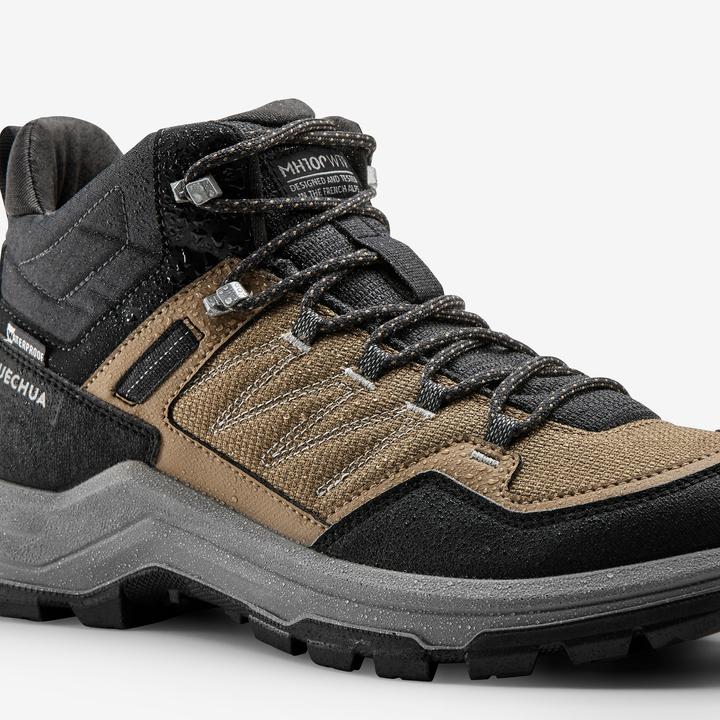 Actual product image Quechua Hiking boots for men semi-high waterproof hiking - MH100 brown (44)