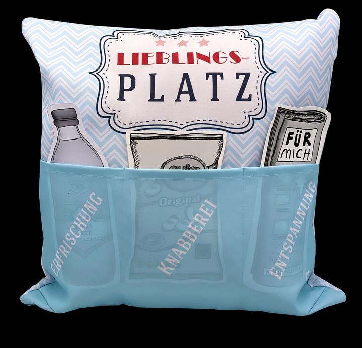 Immagine prodotto Hergo Cuscino da esterno, luogo preferito, stampato con 3 tasche per il riempimento (43 x 15 x 43 cm)
