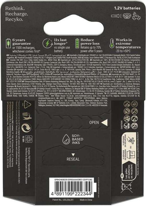 Actual product image GP Batteries GP Nab??jec?? bat. ReCyko Pro AAA (HR03) - 6ks (6 pcs., AAA, 800 mAh)