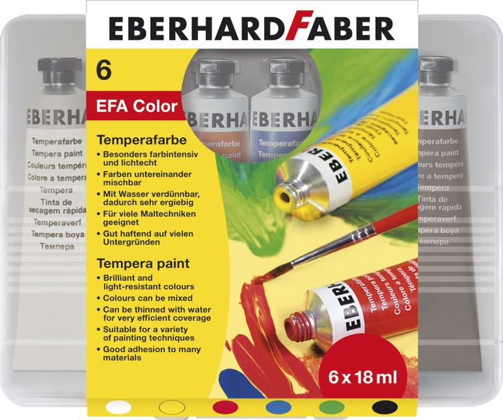 EberhardFaber EFACOLOR tempera tubes, case of 6, 18 ml, tubes, assorted (Sorted, 108 ml)