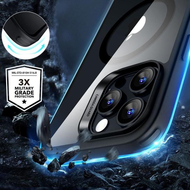 Actual product image ESR Classic Hybrid Halolock MagSafe Case + Tempered Glass for iPhone 16 Pro Max - Clear with Black F (Apple iPhone 16 Pro Max)
