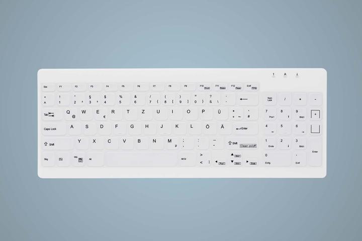 Actual product image Active Key Hygiene Compact Ultraflat Keyboard with NumPad Fully Sealed Watertight USB White MAC (DE, Cable)
