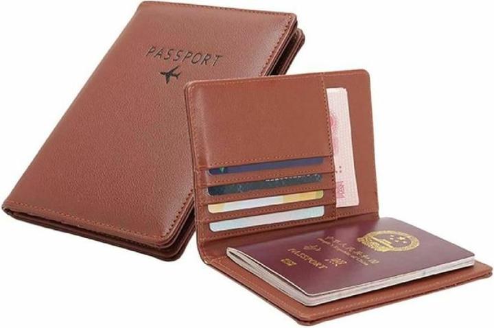 JTI Pochette pour passeport en cuir PU, marron (Pochette pour passeport)