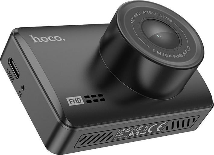 Actual product image Hoco Headphone with microphone car camera with screen 2,45" + rear camera 1080P/30fps DV3 black (Built-in display, Bluetooth, Night vision, Built-in microphone, Full HD)