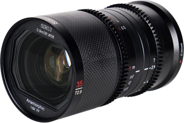Image du produit Sirui Saturn 35mm T2.9 1.6x Objectif plein format en carbone anamorphique Fuji X-Mount X35B (Fujifilm X, Plein format)