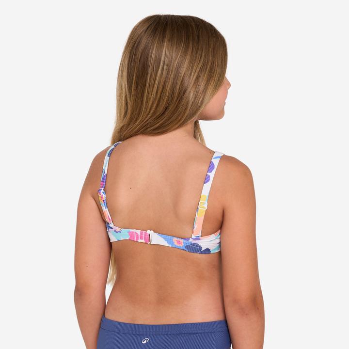 Actual product image Olaian Bikini-Oberteil Mädchen Bustier geblümt verstellbar 500 Nora weiss (14, 15, 16)