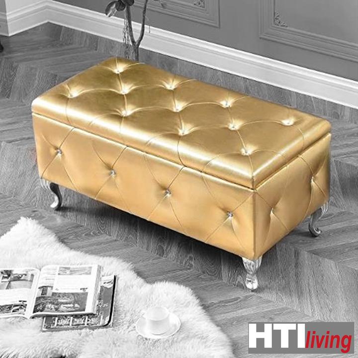 Actual product image HTI-Living Upholstered bench with chest Maribella Gold (96 cm)