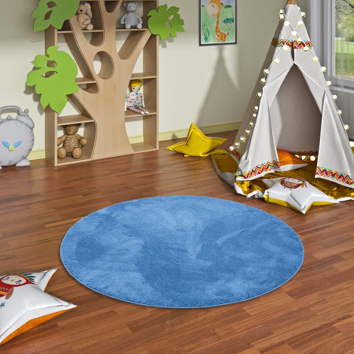 Actual product image Pergamon Super Soft Kinder Hochflor Teppich Silky Kids Rund (200 x 200 cm)