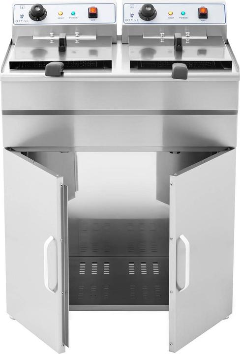 Actual product image Royal Catering Electric Deep Fat Fryer - 2 x 16 litres - 400 V - base cabinet