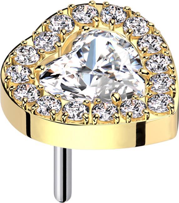 Star Piercing Threadless vergoldet Kristallherz silber umrandende Kristalle silber (ohne Messing, Titan G23)