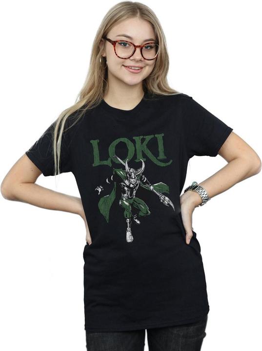 Actual product image Womens/Ladies Loki Scepter Cotton Boyfriend T-Shirt (4XL)