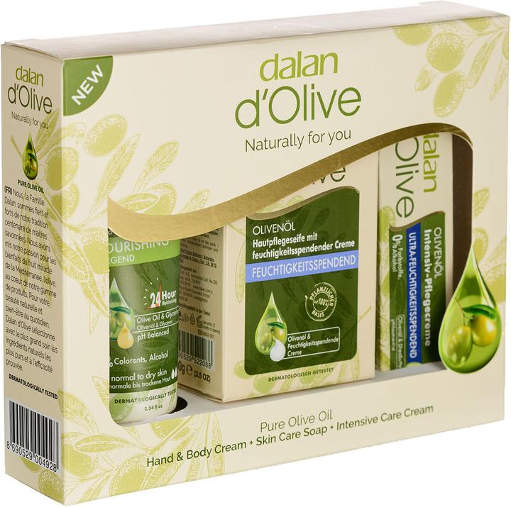 Natura Punto Geschenkset Olivenöl, Feuchtigkeitscreme (75 ml), Intensivcreme (20 ml) und Seife (150 g) (Haarpflege set)