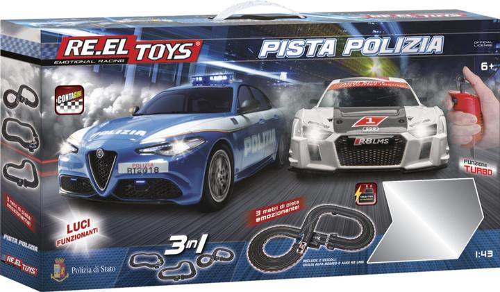 Actual product image Re.Eltoys POLIZIA TRACK electric: 3m track length - 1:43 Scale cars with lights and turbo function