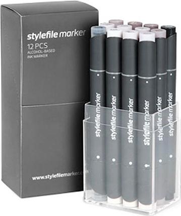 Actual product image Stylefile Marker Set 12 Warm Grey (Warm grey, 12 x)