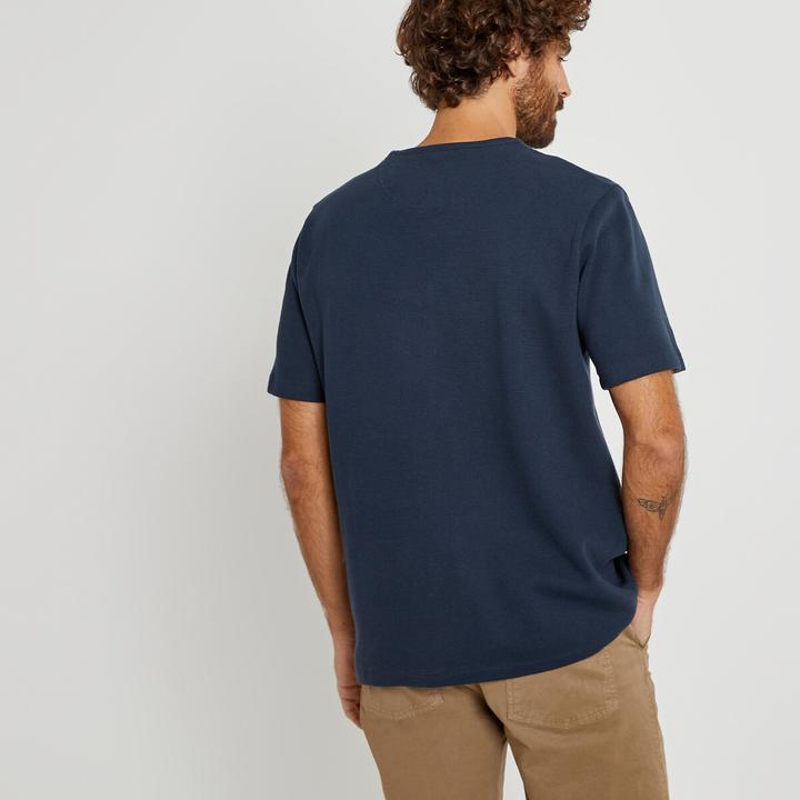 Image du produit La Redoute Collections Haut en forme de t-shirt avec encolure ronde et petite patte de boutonnage (M)