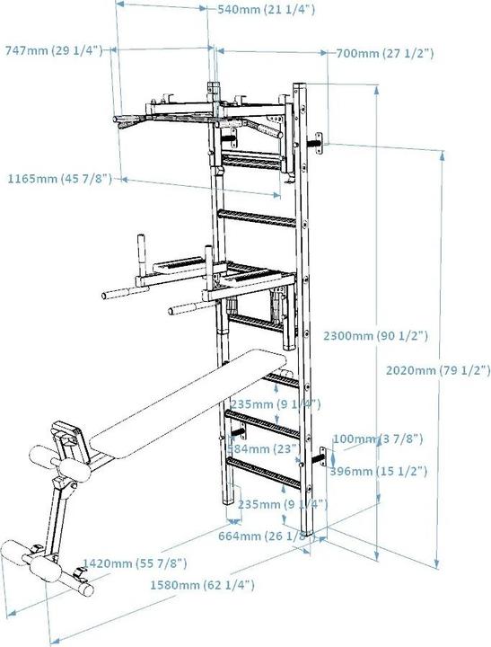 Actual product image BenchK Wall bars 233W