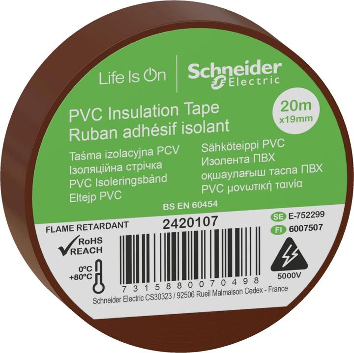 Schneider Electric PVC Isoleringsbånd 19mm X 20m Brun- I pose pour le bricolage (19 mm)