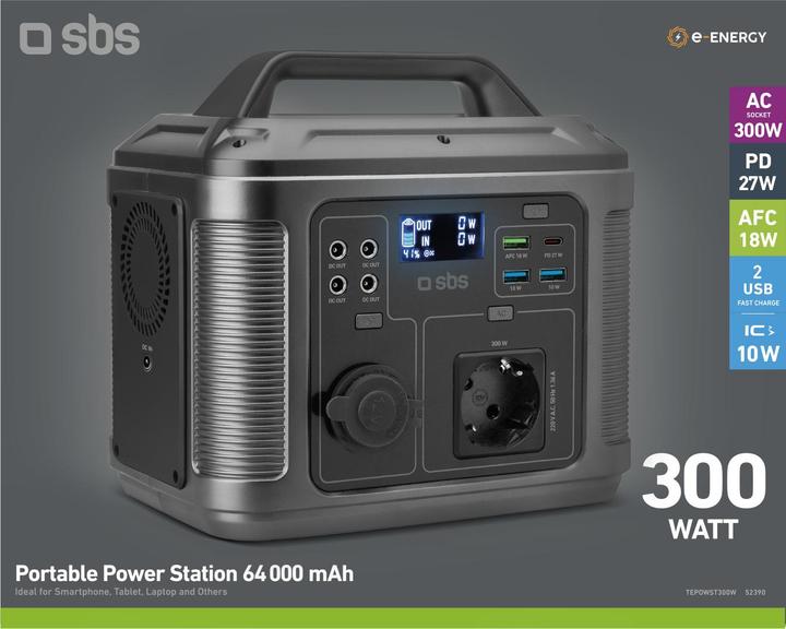 Actual product image SBS Portable charging station 64,000 mAh at 300 Watts of power (64000 mAh, 300 W)