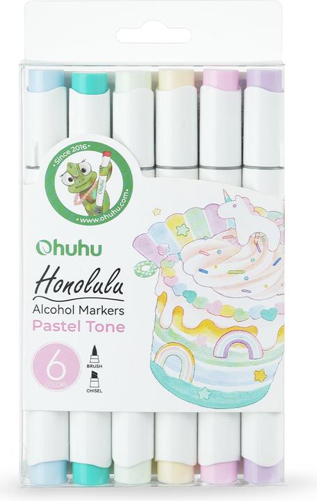 Immagine prodotto Ohuhu Pennarelli artistici Honolulu (6 pezzi) - colori pastello (Toni pastello, 6 x)
