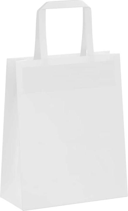 Produktbild VidaXL Kraftpapiertüten 250 Stk. mit Henkel Weiss 18x8x22 cm Papiertüte (Geschenktüte, 250 x)