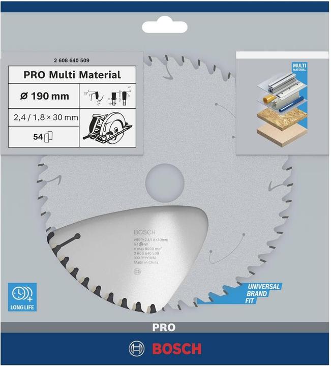 Produktbild Bosch Professional Zubehör PRO Multi Material Kreissägeblatt, 190 x 2,4 x 30 mm