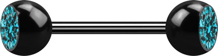 Image du produit Star Piercing Micro Barbell noir avec deux boules cristal aqua (sans laiton, Acier chirurgical 316L)