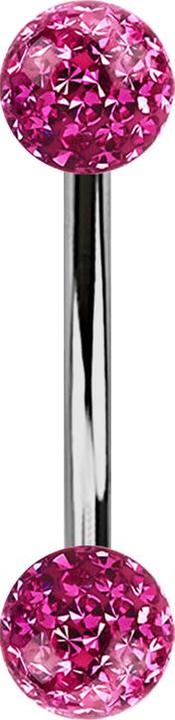 Produktbild Star Piercing Banane silber mit zwei Kristallkugeln pink Epoxy Schutzschicht (ohne Messing, Titan G23)