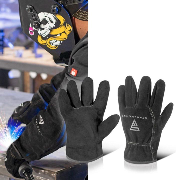 Produktbild Stahlwerk Schweisserhandschuhe hitzebeständig aus hochwertigem Spaltleder (XL)