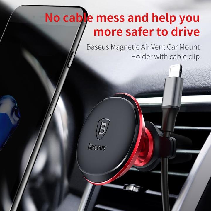 Immagine prodotto Baseus Supporto magnetico per l'auto dello sfiato d'aria con clip per cavi argento