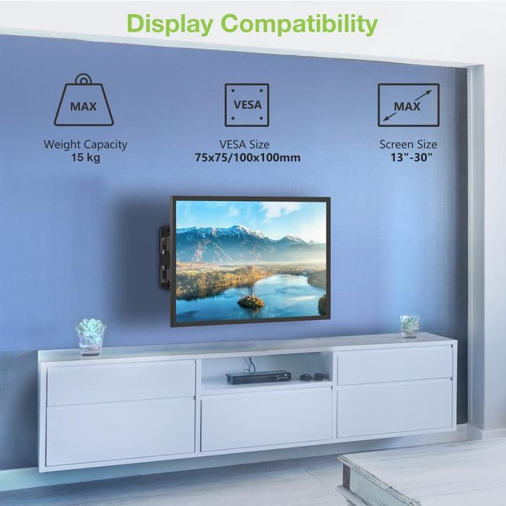 Actual product image Techly Bracket for LCD TV - Black - Screen size: 33-76.2 cm (13"-30") (Wall, 30", 15 kg)