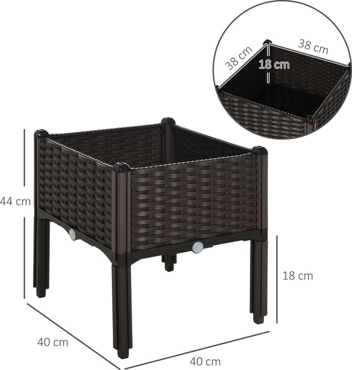 Image du produit Outsunny Parterre surélevé en 2 parties, aspect rotin