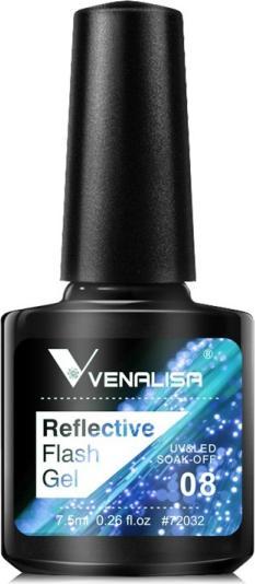 Actual product image Venalisa Gel Varnish Reflective Neon Disco Gel BD08 (Blue glitter, Gel-Effect Nail Polish)