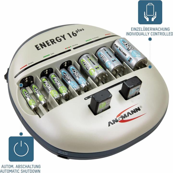 Actual product image Ansmann Energy 16 Plus (1 pcs., C, D, AA, AAA, 9V Block, Chargers without battery)